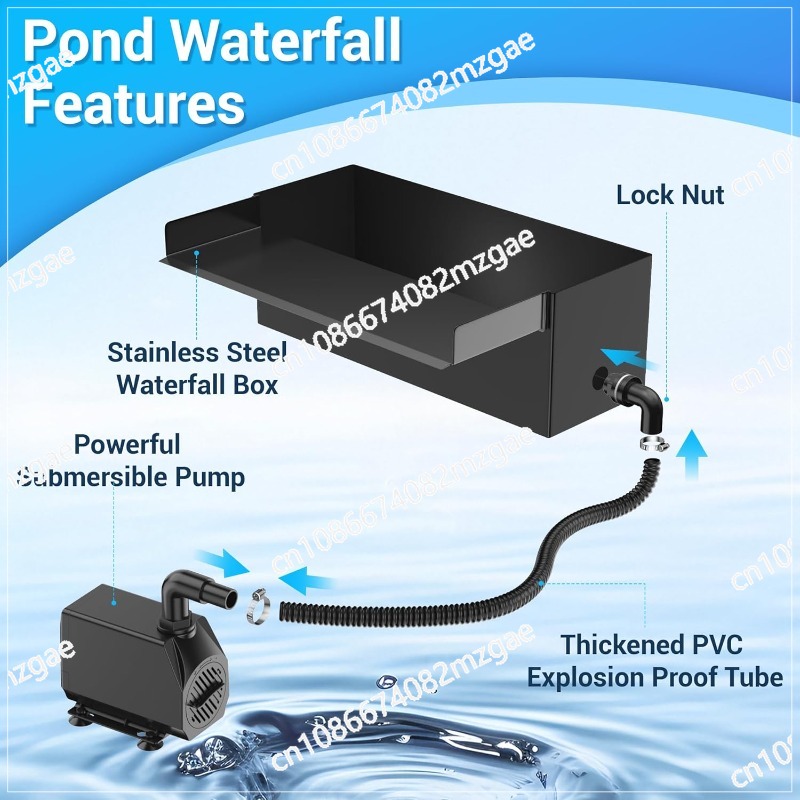 Fish Tank Filter Aquarium - 304 Stainless Steel Pond Bellows Waterfall