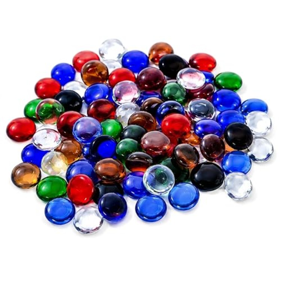 Aquarium Fish Colorful - 2LB Flat Glass Marbles Color 200