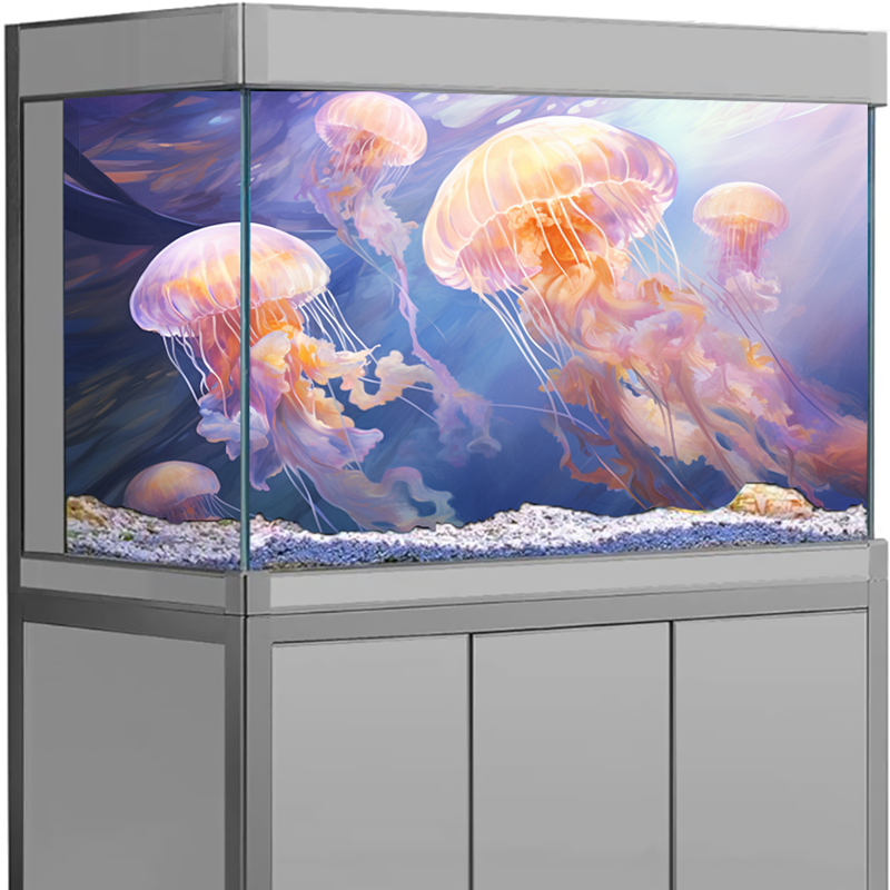Aquarium Fish Discus - Aquarium Background Sticker Jellyfish Sea View