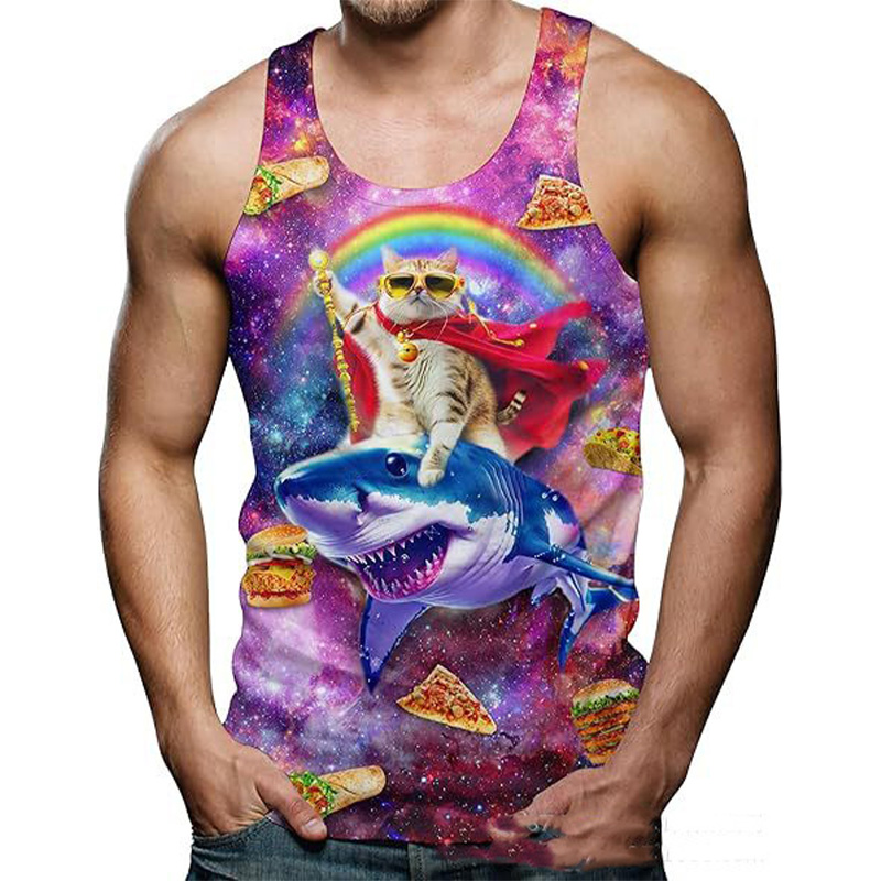Funny Shark Cat 3D Print Tank  – Aquarium Fish Shark Bewertung und Preis