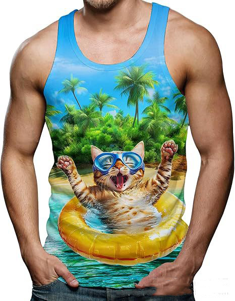 Funny Shark Cat 3D Print Tank  – Aquarium Fish Shark Bewertung und Preis